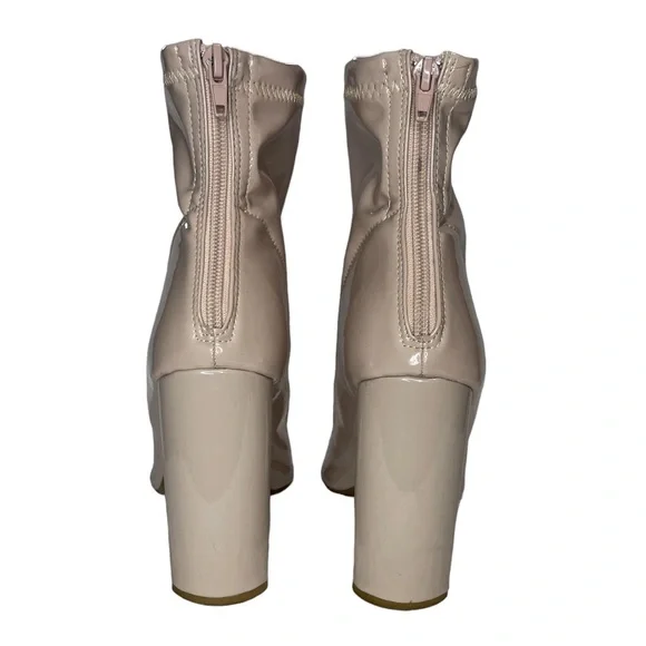 Blush Patent Leather Block Heel Booties 8.5 - Picture 3 of 6